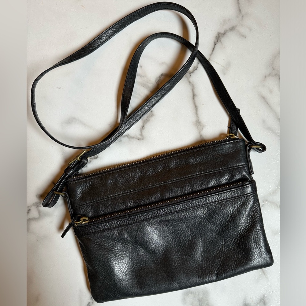 Margot New York Black Leather Crossbody Purse